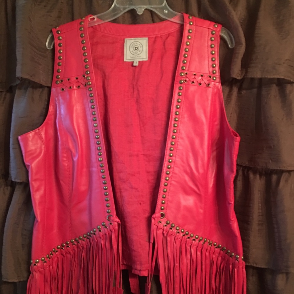 Double D Ranch pink/red fringe vest